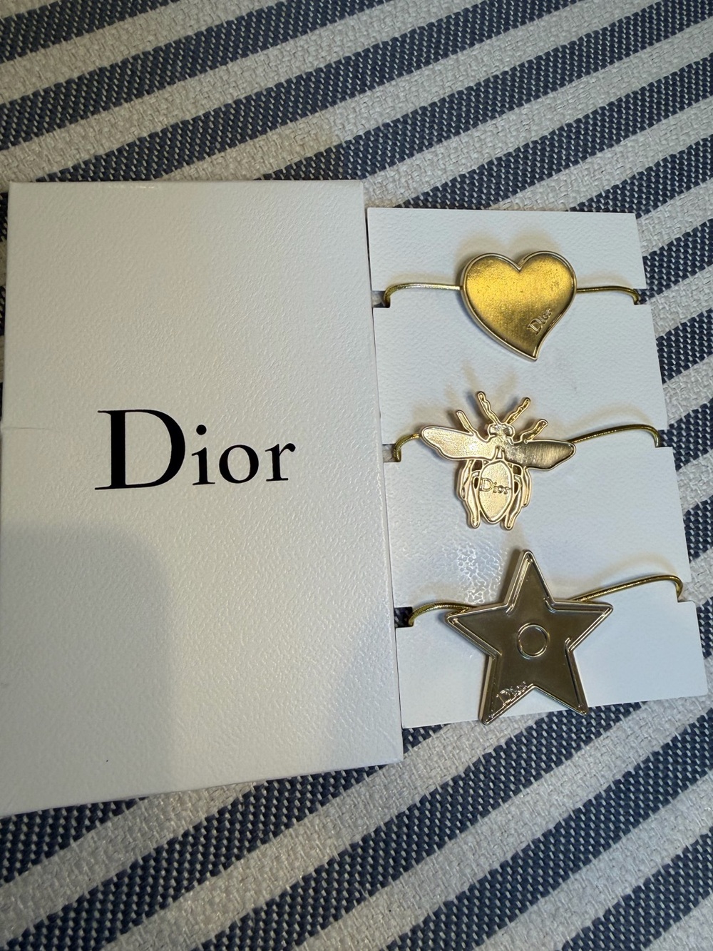 DIOR GWP Gold-Coloured:- The Star, The Bee & The Heart Hair Rubber Bands. 🏆